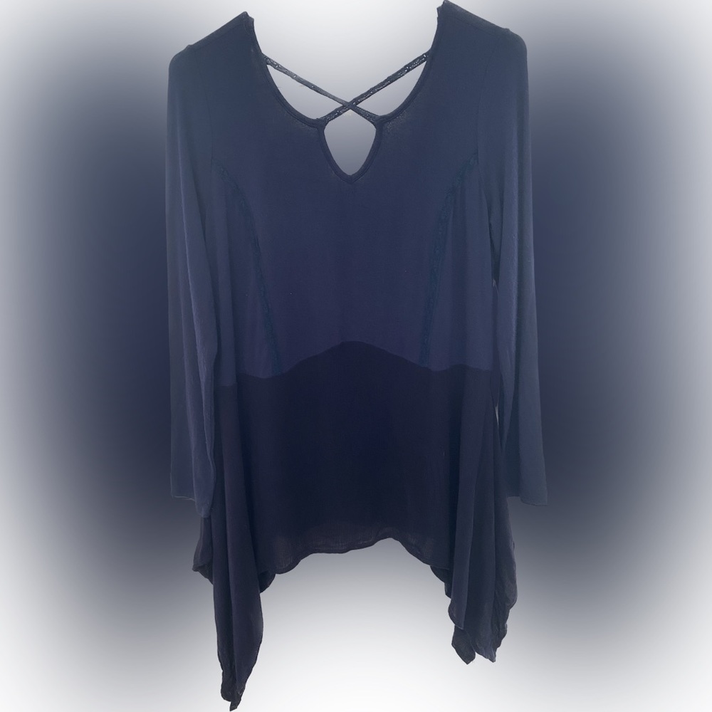 Altar’d State Navy Criss Cross Medium Blouse